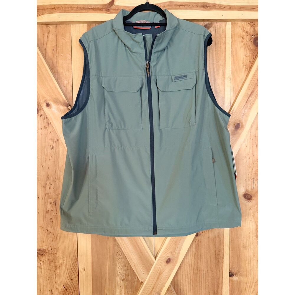 NWT Free Country Mens XXL Sage Green Waterproof Windbreaker Stretch Utility Vest